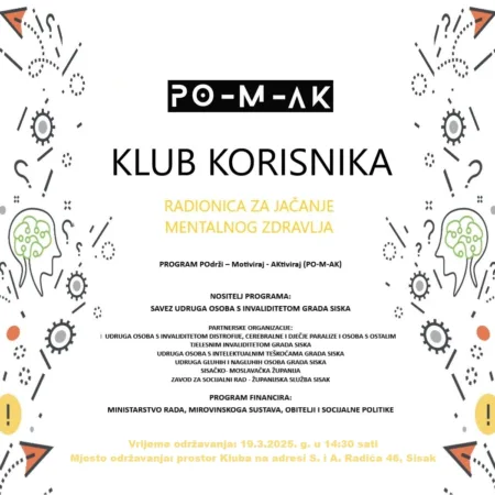 1. klub korisnika pomak radionice jačanje mentalnog zdravlje 19.3.2025.