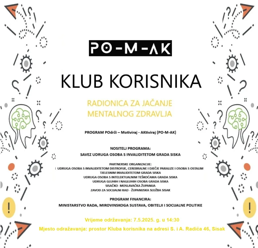 Klub korisnika pomak radionice jačanje mentalnog zdravlje 7.5.2025.